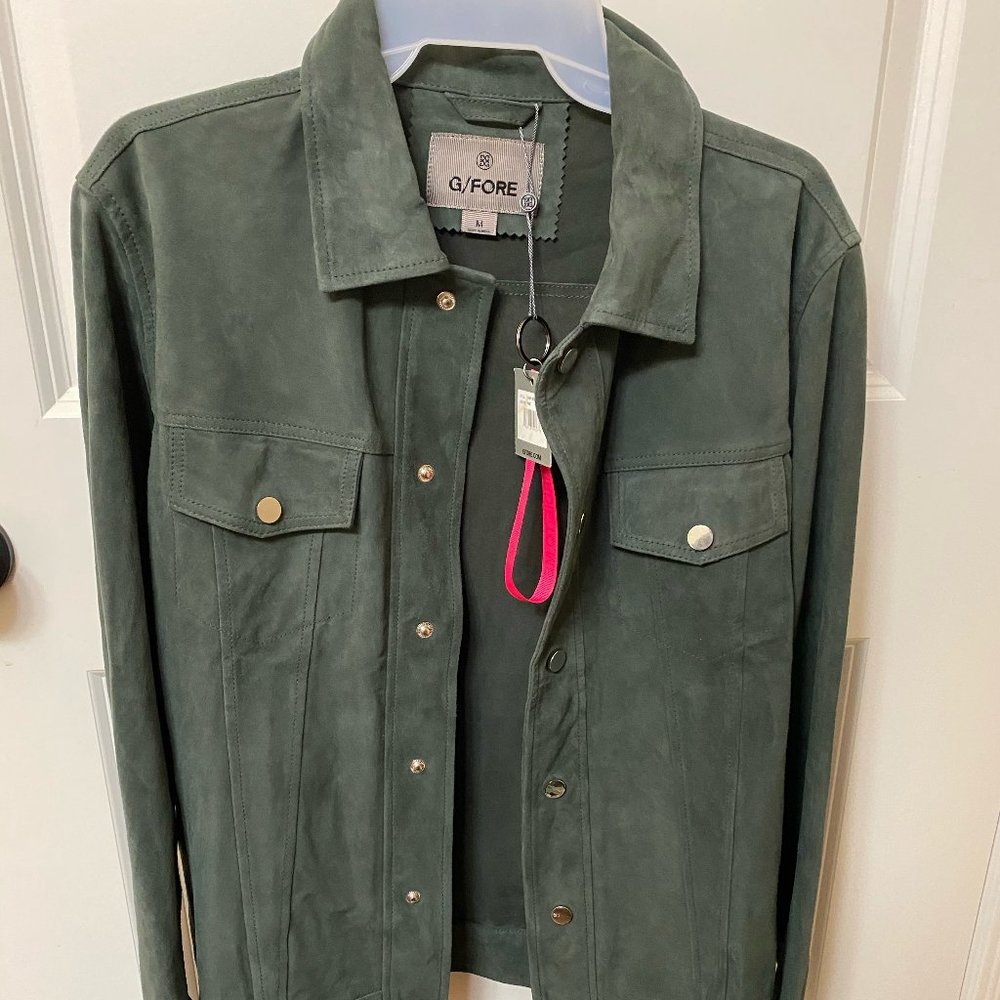 100% suede leather trucker jacket